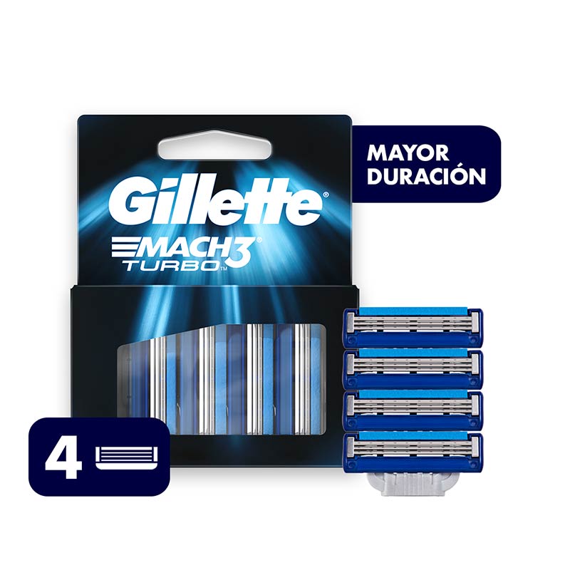 Gillette Mach3 Repuesto Turbo 4 Unidad - Mens Corner